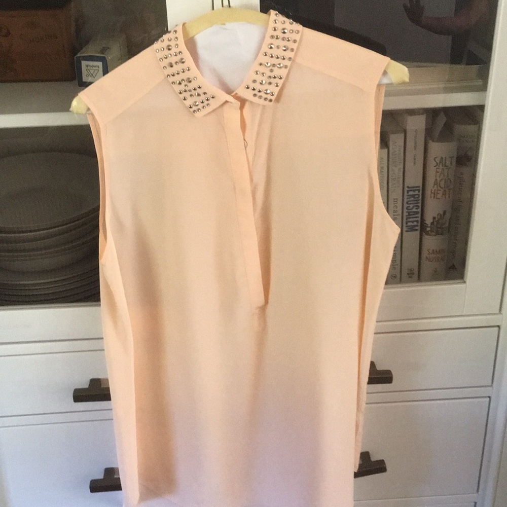 Rebecca taylor pink button up stud collar blouse